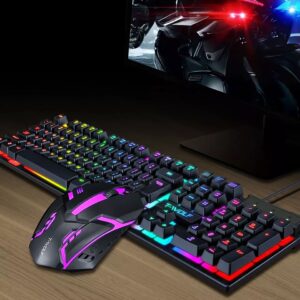 T-WOLF T20 RGB LED Backlight USB Mechanical Gaming Keyboard With Multimedia Keys Support